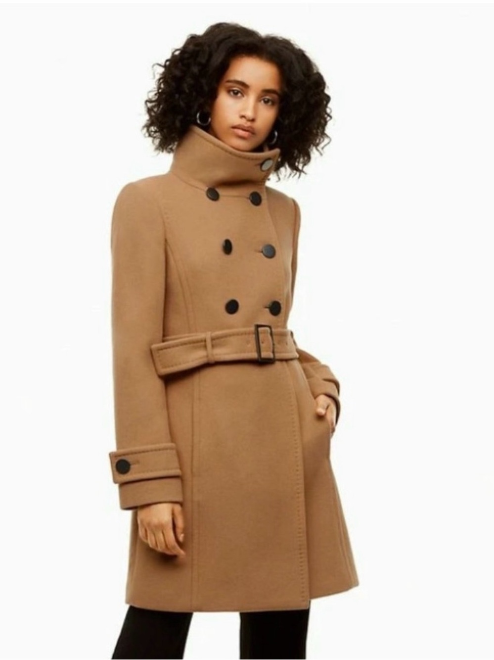 Aritzia T. Babaton Bromley Virgin Wool & Cashmere Military Coat Camel Small Fall